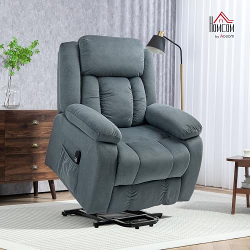 HOMCOM Sillón Relax Reclinable Eléctrico Sillón Levanta Personas con Mando a Distancia Puerto USB Reposapiés Acolchado Grueso y Bolsillos Laterales Sillón Elevador para Salón Dormitorio Gris - imagen 2