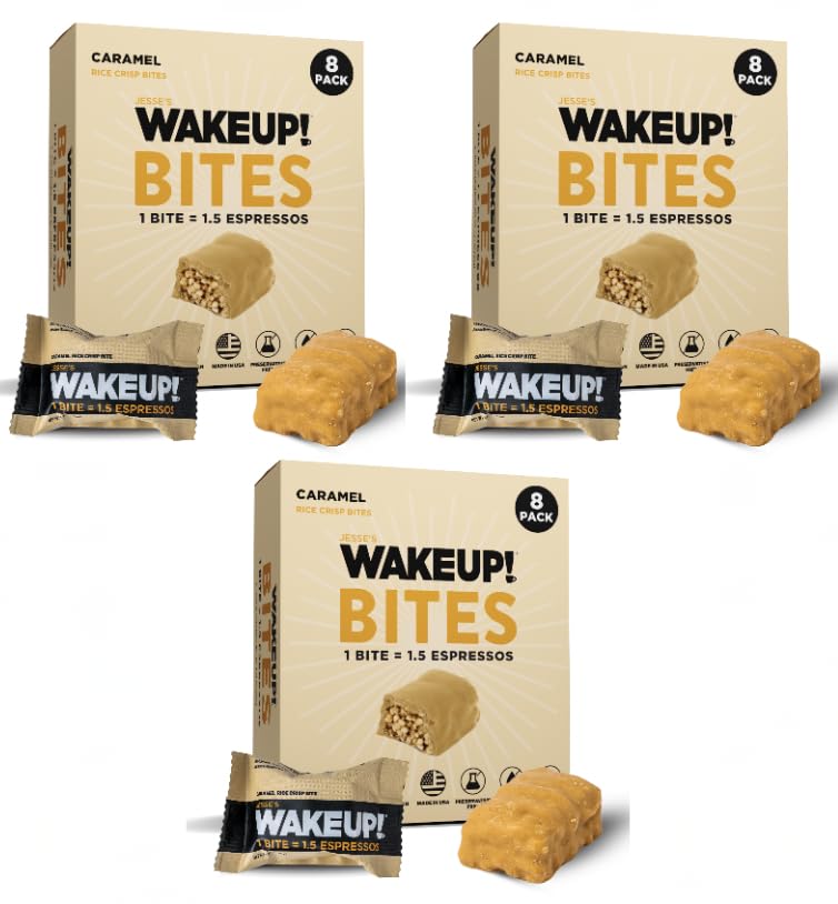 Image of WAKE UP! Caramel Caffeinated Bites, 1.5 Espressos, 3 Pack (24 Bites)