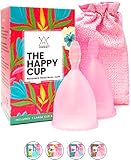 Happy Cup Menstrual Cups Hawwwy Tampon & Pad Alternative Small and Large Regular and Heavy Flow Good-Grip Pull Design Eco Friendly Reusable FBA Registered Feminine Period Cup Beginner and Experienced