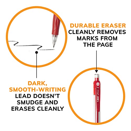 Bic Velocity Strong Lead Mechanical Pencils, With Colorful Barrel, Thick Point (0.9Mm), 4-Count Pack Mechanical Pencils With Erasers #TOP6
