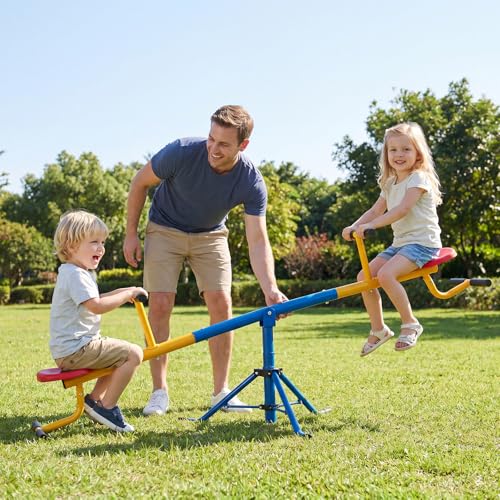Costzon Teeter Totter Seesaw for Kids Outdoor, Preschool Swivel Seesaw Playground Equipment, 360 Degree Rotation, Indoor Outdoor Play Equipment for Toddlers, Suitable for Home, Backyard Gift Christmas - image 3