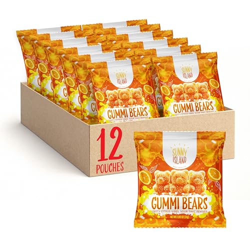 Sour Bears Gummy Candy, Orange Candy, Vegan Gummies, 12 Packs