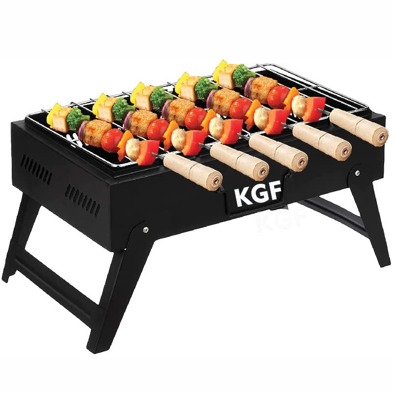 KGF (Choice Of Your) - TT-05 Compact Portable Charcoal Barbeque Grill With 5 Skewers - Multifunctional !! (BLACK)