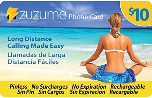 Zuzume Up to 344 Minutes Domestic and International Calling Card | PINless, No Expiration, No Hidden Surcharges Prepaid Phone Long Distance Calling Cards | 10 USD
