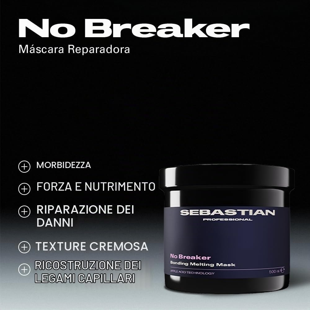 Sebastian Professional No Breaker Bonding Melting Mask – Trattamento rigenerante che nutre in profondità e restituisce forza e morbidezza ai capelli fragili