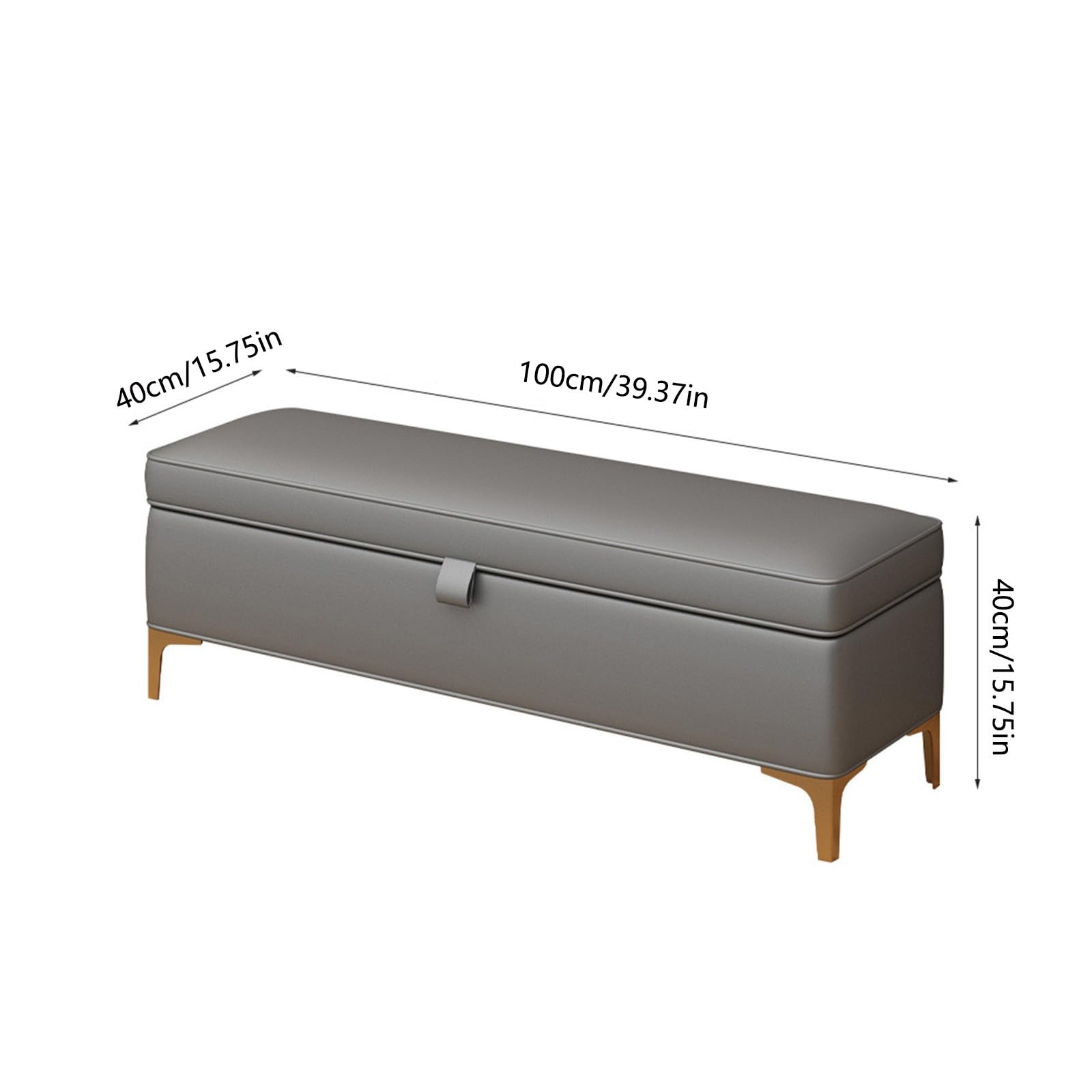 Pufa do przechowywania ławka do przechowywania - ławka wejściowa, pufa do łóżka, skórzana kanapa do sypialni sofy do sypialni pod stopę łóżka, tapicerowana sofa ze złotymi nogami Sofa do sypialni