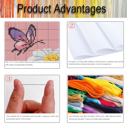 Image of 3 Pack Stamped Cross Stitch Kits for Adults - Cat Cross Stitch Kits for Beginners,11 CT Animal Cross Stitch Patterns Dimensions DIY Counted Cross Stitch Kits for Adults Arts Craft 12x16 inch