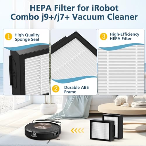 Image of Combo 10 Max / j9+ / j7+ HEPA Filters ONLY Compatible With i-Robot Roomba Combo 10 Max, Combo j9+, Combo j7+ Robot Vacuum (𝗡𝗼𝘁 𝗙𝗶𝘁 𝗳𝗼𝗿𝗥𝗼𝗼𝗺𝗯𝗮 j7 / j7+ / j9 / j9+)