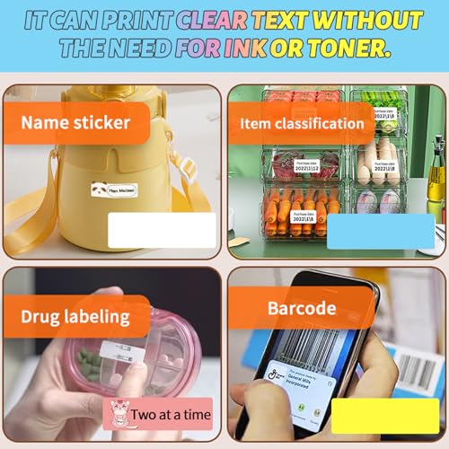 Zyiphor 6 Rollen Thermo Etikettenband 12x40mm Standard-laminiertes Büro-Etikettierband-Ersatz Wasserdicht Selbstklebende Etiketten Rolle für Zuhause, Büro, Schule