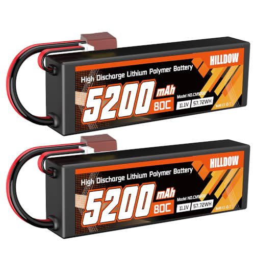 Hilldow 3S LiPo Akku 5200mAh 11 1V 80C RC Akku Hartschale mit T-Stecker für RC Auto Boot LKW Heli Flugzeug Drohne