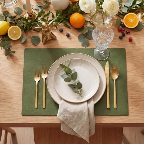 Artoid Mode Olive Green Faux Leather Placemats Set of 4