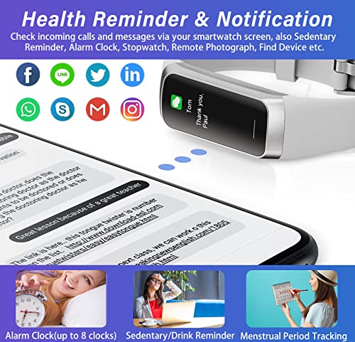 Slim Fitness Tracker For Women Men, 1.1" Amoled Screen Fitness Watch, 24/7 Heart Rate /Blood Pressure /Spo2 /Sleep Monitor, 5 Atm Waterproof Step Calorie Counter Sports Band For Ios Android #TOP4