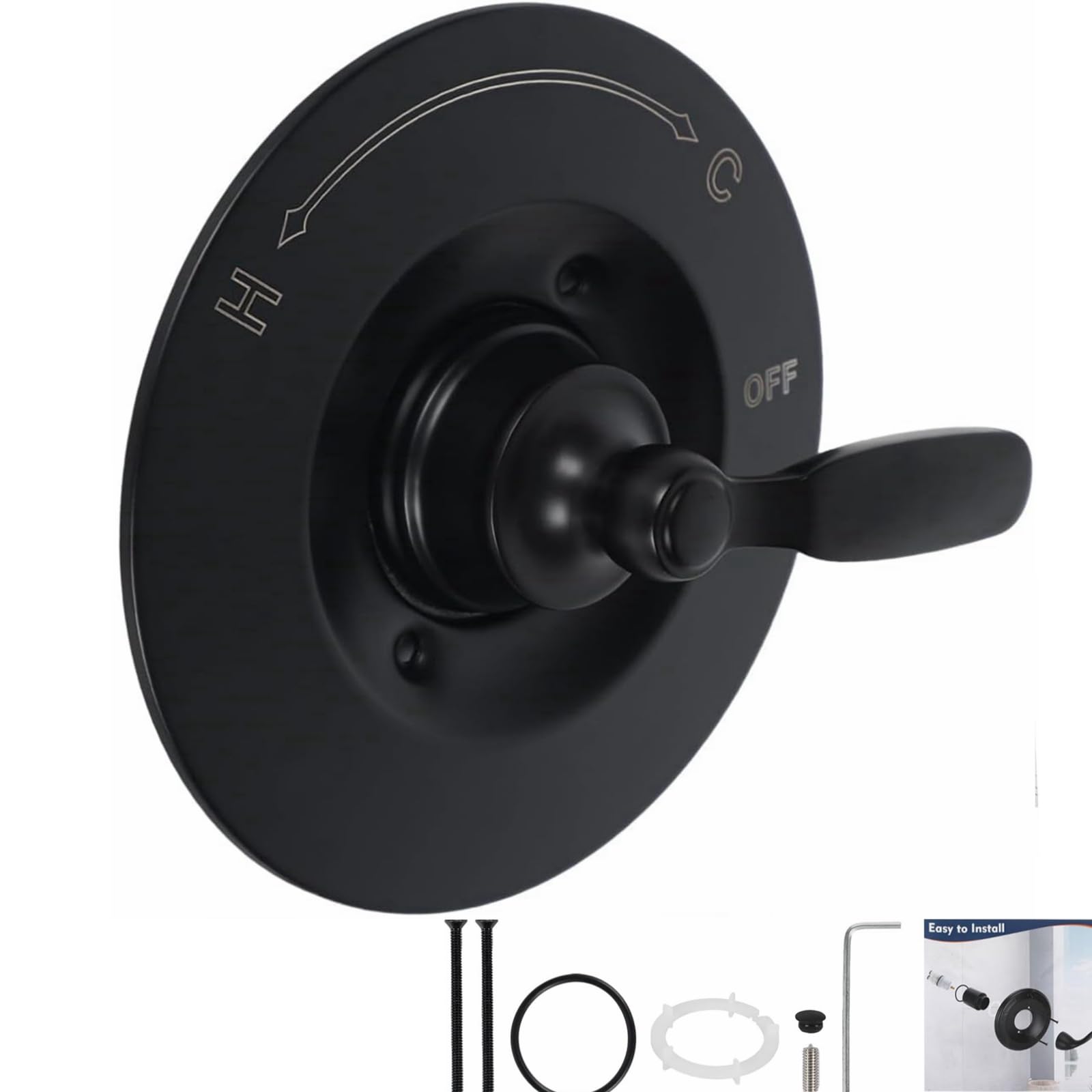 Poignée de douche noire compatible RP46074 en métal durable