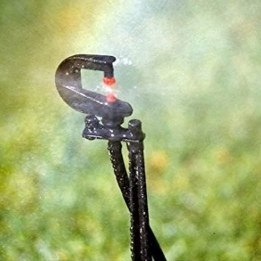 [Pack 50] Microaspersor de riego Completo + estaca. Microaspersor Bailarina Invertida Circular 360º para riego agricola y riego en jardinería. Micro aspersor con estaca 40 cm, Alcance 2 a 2,5m