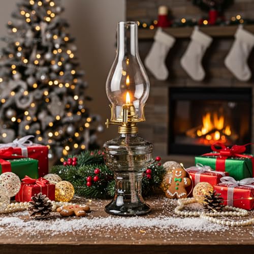 Image of 2 Pcs Oil Lamps for Indoor Use, Hurricane Kerosene Lamp, Grey