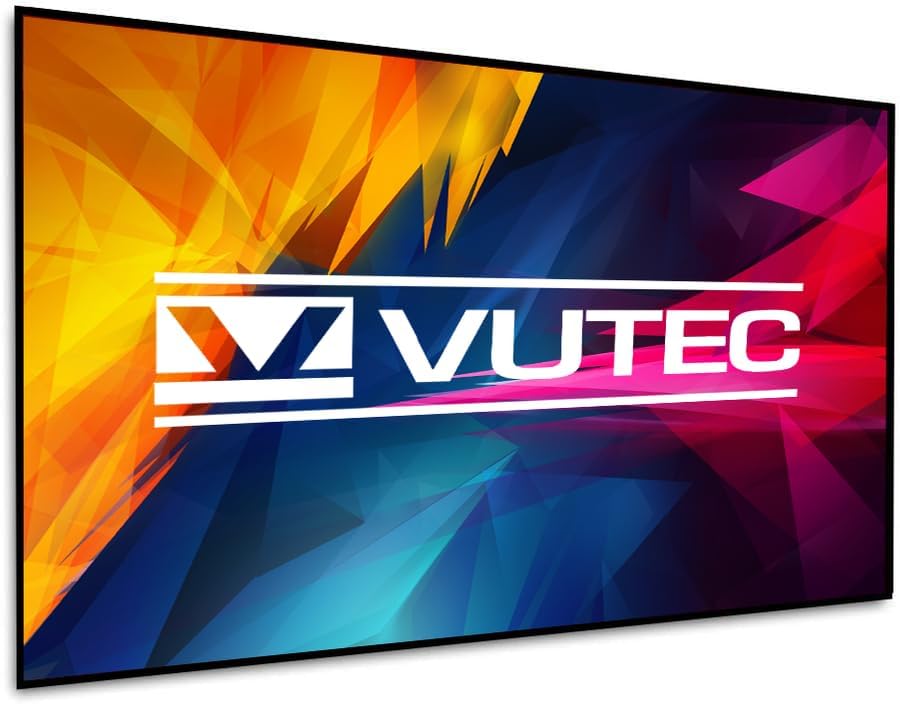 V Vutec Edgeless Fixed Frame Projector Screen 120 Inch 16:9, 1.6 Gain 8K 4K Ultra HD Active 3D ALR Crystal LT Wall Mount Projection Screen for Movie, Classroom, Office and Home Theater Cinema