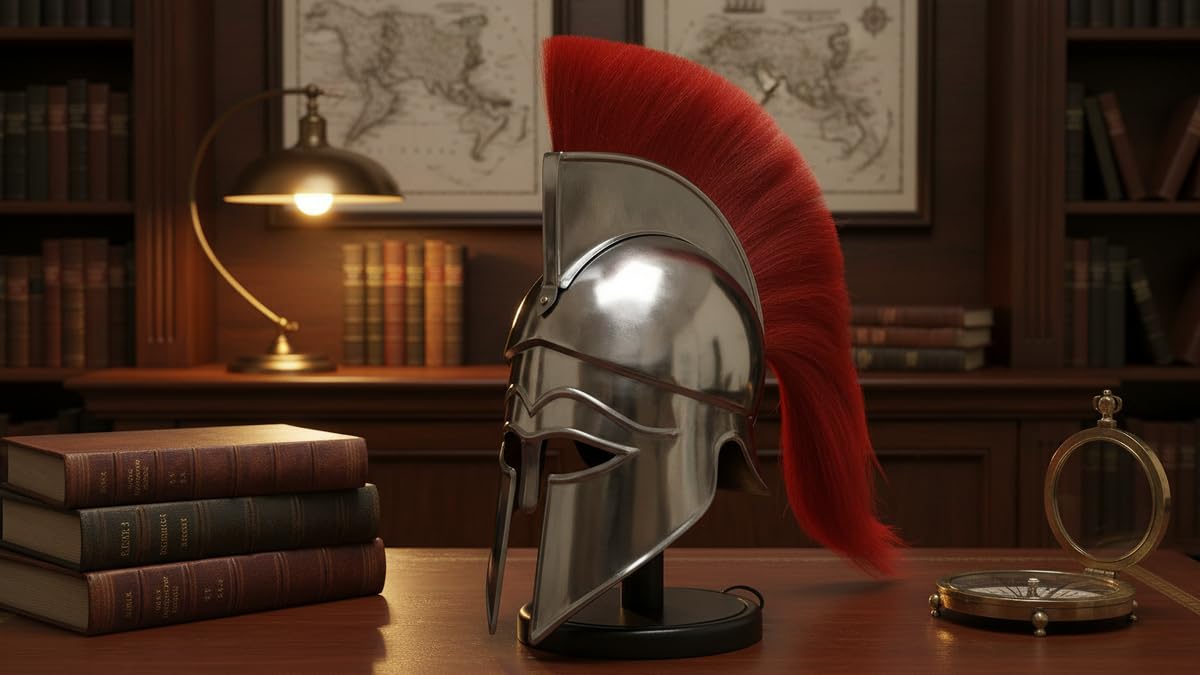 Casco armatura corinzia greca medievale con casco rosso Plume Knight Spartan Replica