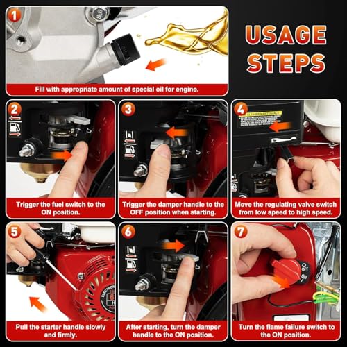 PIAOYUE- 6.5HP 4 Stroke Gasoline Engine OHV Air Cooled Single Cylinder Pull Start Motor, 200CC Gas Engine Motor For Honda GX160 OHV Pull Start Compressor Scarifier, Lawnmower