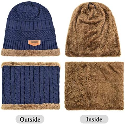 UMIPUBO Hat Scarf and Glove Set Unisex Winter Warm Thermal Knitted Beanie Hat Neck Warmer and Touchscreen Gloves Gift Set