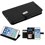 Case+Stylus Fits Apple iPhone 6/6S Mybat 3-Layer Purse/Clutch with Extra Card Slots PU Leather MyJacket Wallet - Black/Black