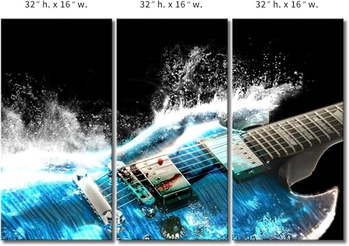 Guitare en bleu tableau mural pour habiller un grand mur vide