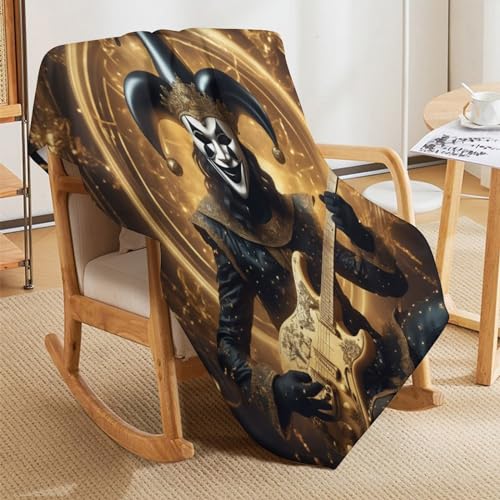 Manta de franela de payaso con guitarra 180x200 cm para cama 5