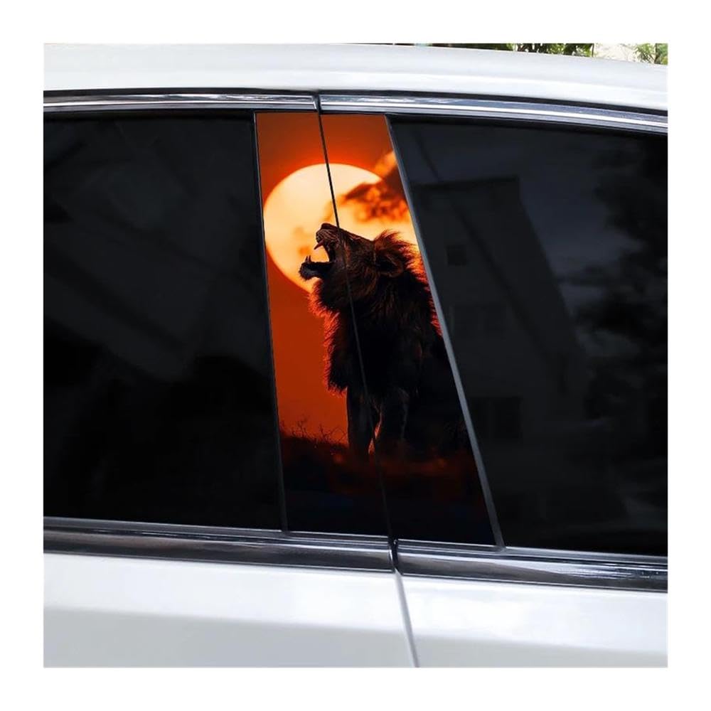 Body Parts 2pcs Lion Full Moon Car B-Pillar Waterproof Decal DIY Cover Scratches(D)