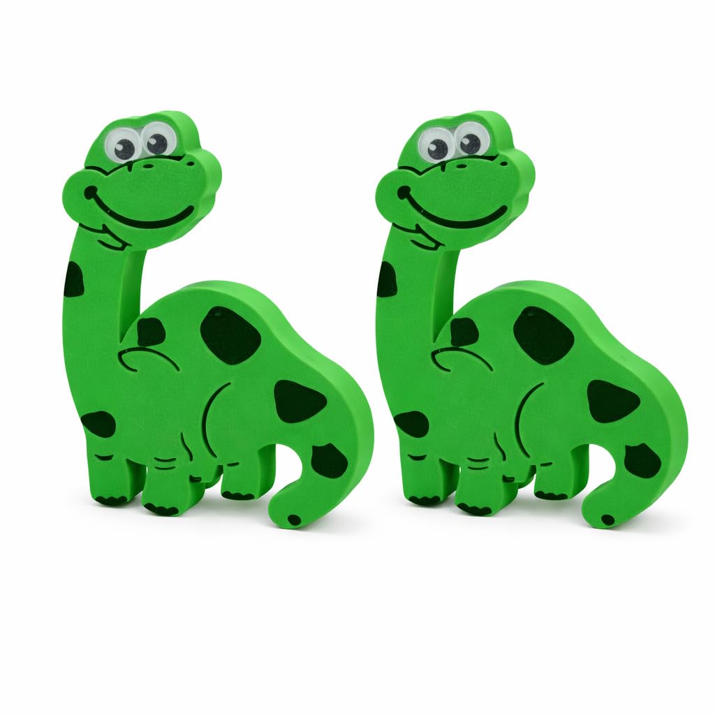 Green Dinosaur Door Knobs (2 Pack) – Kids Wardrobe & Drawer Handles – Cute Dinosaur Cupboard Pulls for Children’s Bedroom Furniture – 8.4 x 6.8 cm