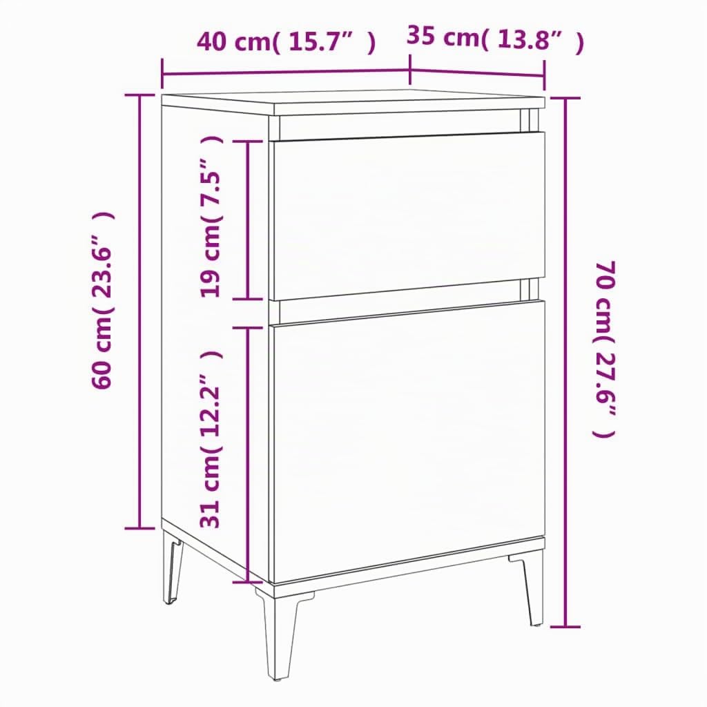 vidaXL Table de Chevet 2 pcs, Armoire de Nuit avec Rangement, Armoire de Lit, Meuble de Chambre à Coucher, Industriel, Chêne Fumé