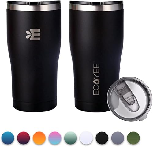 Miniatura 1 de ECOYEE Taza de viaje para café, doble pared aislada al vacío, de acero inoxidable, taza de agua de acero inoxidable, bebidas frías y calientes,