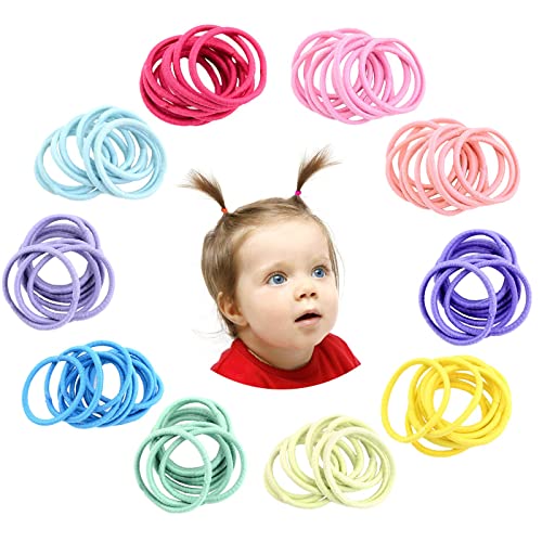 Hanyousheng 200 Stück Haargummis,Bunt Elastisch Haargummis,2mm Multicolor Haarbänder Nichtmetall, Pferdeschwanz Inhaber Haarzubehör für Kleine Mädchen Kinder