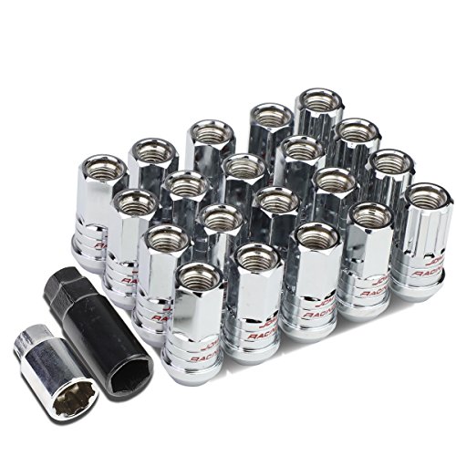 Image of DNA Motoring LN-ZTL-9017-15-CH 16Pcs M12 x 1.5 Open End Aluminum Wheel Lug Nuts w /Lock Nut + Key + Extension Adapter, 25mm OD /45mm H (Chrome)