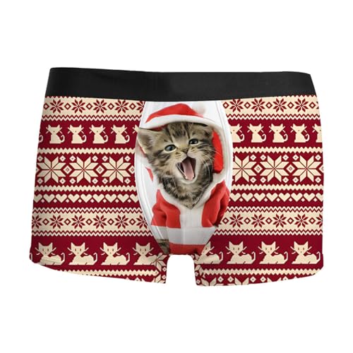 Mens Christmas Underwear Digital 3D Print Breathable Comfortable Fashion Ugly Xmas Santa Claus Costume Boxer Brief Wine X-Large