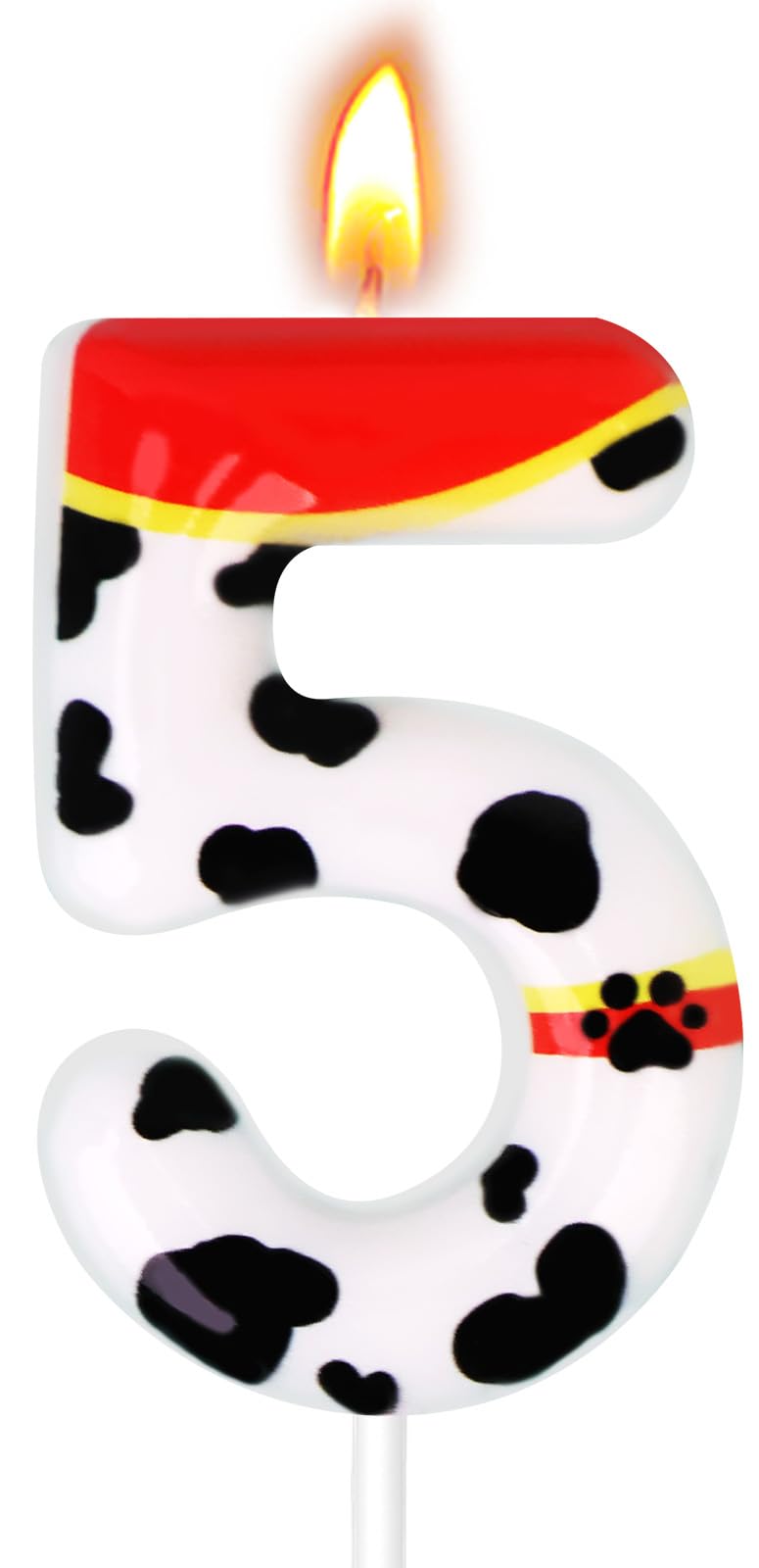 Dog Paw Birthday Candles, Number Candles for Birthday Party Cake Decoration Supplies (Red, Number 5)
