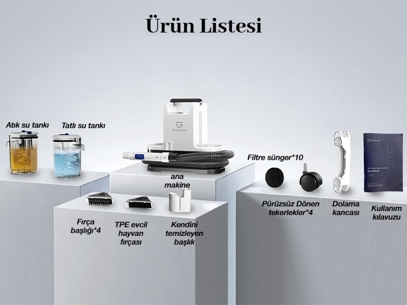 Greenote Halı/Koltuk Yıkama Makinesi ve Spot Temizleyici – Sofa, Halı ve Araç İçin Uygun, Güçlü Islak/Kuru Vakum, 1.8 L Su Tankı, Tekerlekli Tasarım