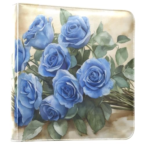 Álbum de fotos autoadhesivo DIY, álbum scrapbook, rosas azules, encuadernador de 3 anillos, 40 páginas, tamaño 8x10 para recuerdos miniatura 1