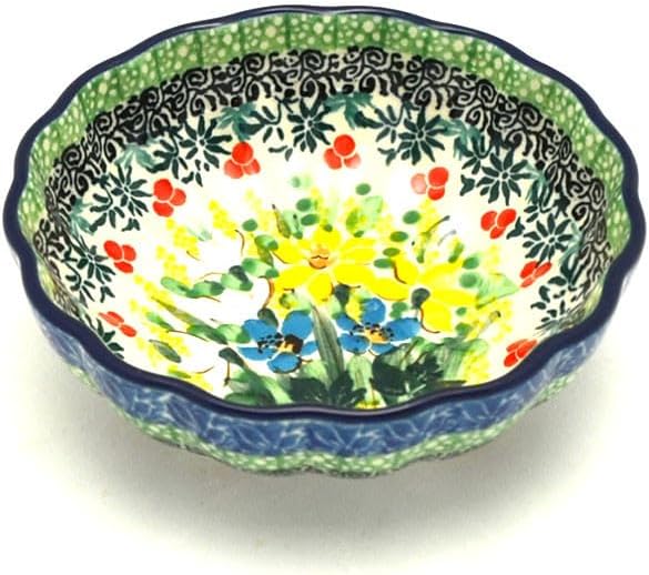 Polish Pottery Bowl - Shallow Scalloped - Small - Unikat Signature U5131