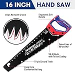 WORKPRO Hand Saw, 16-Inch Universal Handsaw with Non-Slip Comfortable Handle, Anti-rust Wood Saw With Chip Removal Design, Heavy-Duty Hand Saw for Cutting Wood, Laminate, PVC - Image 2