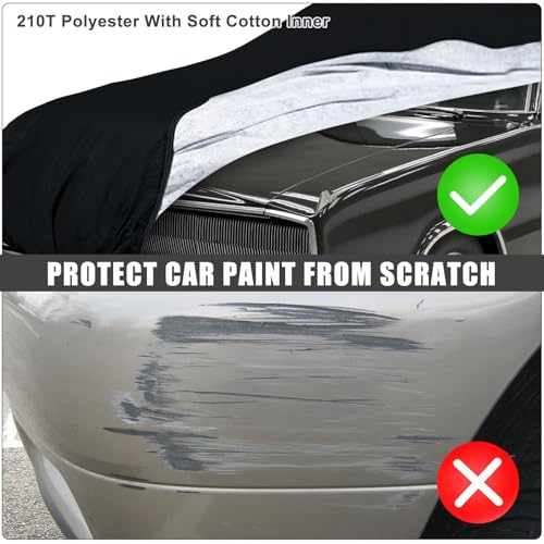 Image of Waterproof Car Cover Compatible with 1966-1974 Dodge Charger, 210T Polyester with Cotton Liner All Weather Car Covers with Zipper Door & Lock for Dust Snow Rain Protection