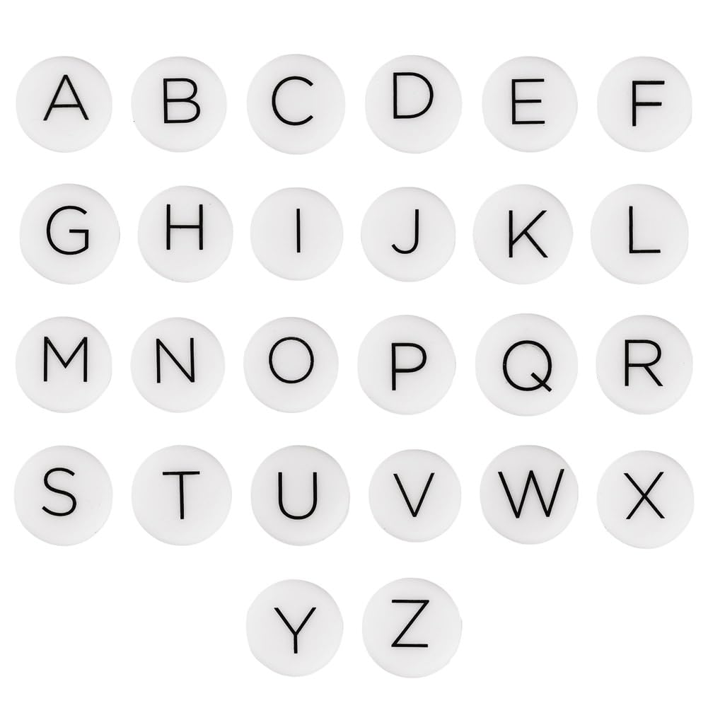Perles alphabet en silicone plates qui ne tournent pas pour vos bracelets de bijoux