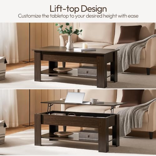 Yaheetech Coffee Table with Storage, Lift Top, 98cm L, Espresso by Yaheetech - Used condition - Image 4