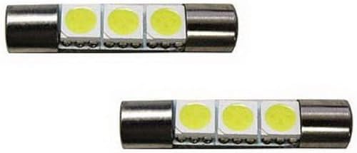 Miniatura 5 de iJDMTOY (2 bombillas LED 3-SMD 1.142 in 6614F para luces de espejo de tocador de visera solar de coche, color blanco xenón