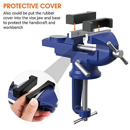 Shangyoyi Table Vice For Workbench- Portable Rotate 360° Clamp-On Vise, 3" #TOP5