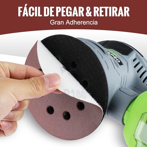 Miniatura 6 de Workpro Discos De Lija 150-Piezas, Papeles De Lija 125mm, Abrasivos Con 8 Agujeros Para Lijadora Excéntrica 60, 80, 100, 120, 150, 180, 240, 320, 400, 600 Granos , Cambio Rápido