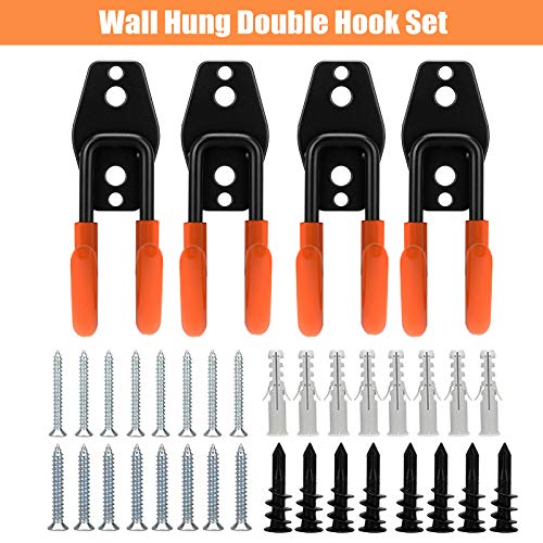 Steel Garage Storage Utility Double Hooks, Heavy Duty Hangers Wall Mount Holder U Hook Garage Organizer For Power Tools, Bikes, Ladders, Ropes, Hoses, Bulk Items Storage #TOP5