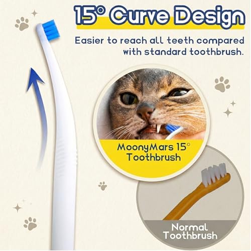 Image of Cat Toothbrush Tiny, Small Dog & Puppy Tooth Brushing Kit, Ultra Soft & Mini 15 Curved Head Teeth Brush for Kitten Pet, Doggy Toothbrushes Deep Dental Clean, Soft Bristles, 2 PCS - White