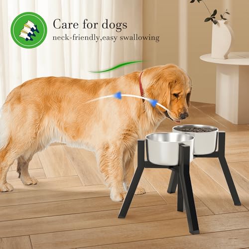 ADENGL Hundenapfständer für mittlere und große Hunde, erhöhte Hundenäpfe, verstellbare Breite für 18-27 cm breite Hundenäpfe, erhöhter Hundefutter- und Wassernapf, 28 cm hoher Hundenapfhalter, 2-in-1