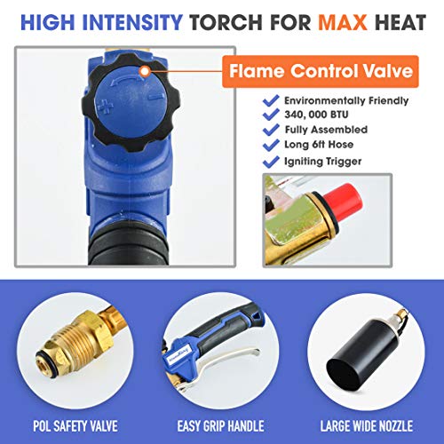 Flame-King-YSN340K-Propane-Torch-Kit-wIgnitor-Heavy-Duty-Weed-Burner-BlueBlack