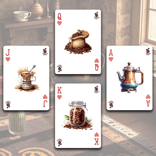 Baraja de Poker Retro Estilo Coffee Theme Verde miniatura 4