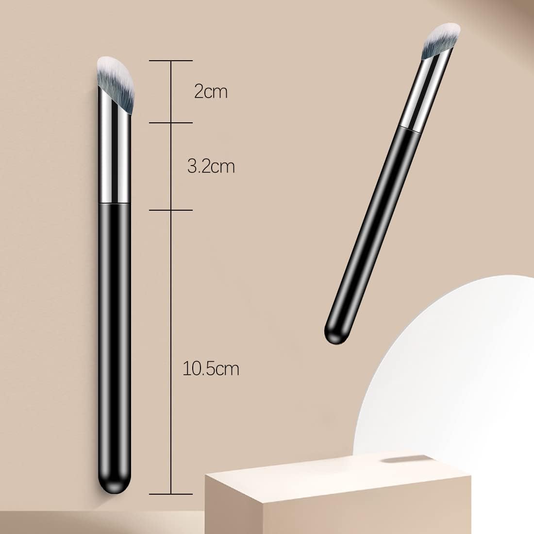 Angled Concealer Brush Under Eye,Small Nose Contour Brushes for Dark Circles Puffiness,Perfect For Blending Liquid Cream or Flawless Powder Cosmetics Buffing Concealer Synthetic-GOHIGH